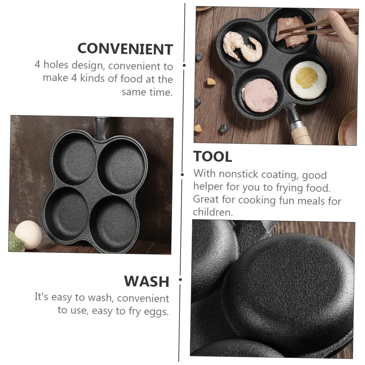 DECHOUS Padella Antiaderente Design Ergonomico Facile Da Pulire Foro Per Appendere
