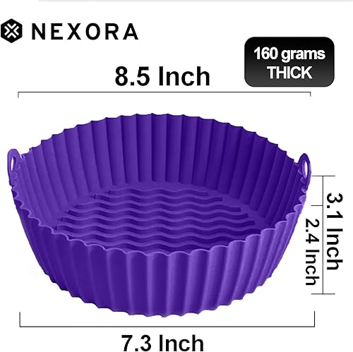 Miniatura 2 de Paquete de 2 forros de silicona de 8.5 pulgadas para freidora de aire, cesta de silicona reutilizable resistente al calor, fácil limpieza, freidora