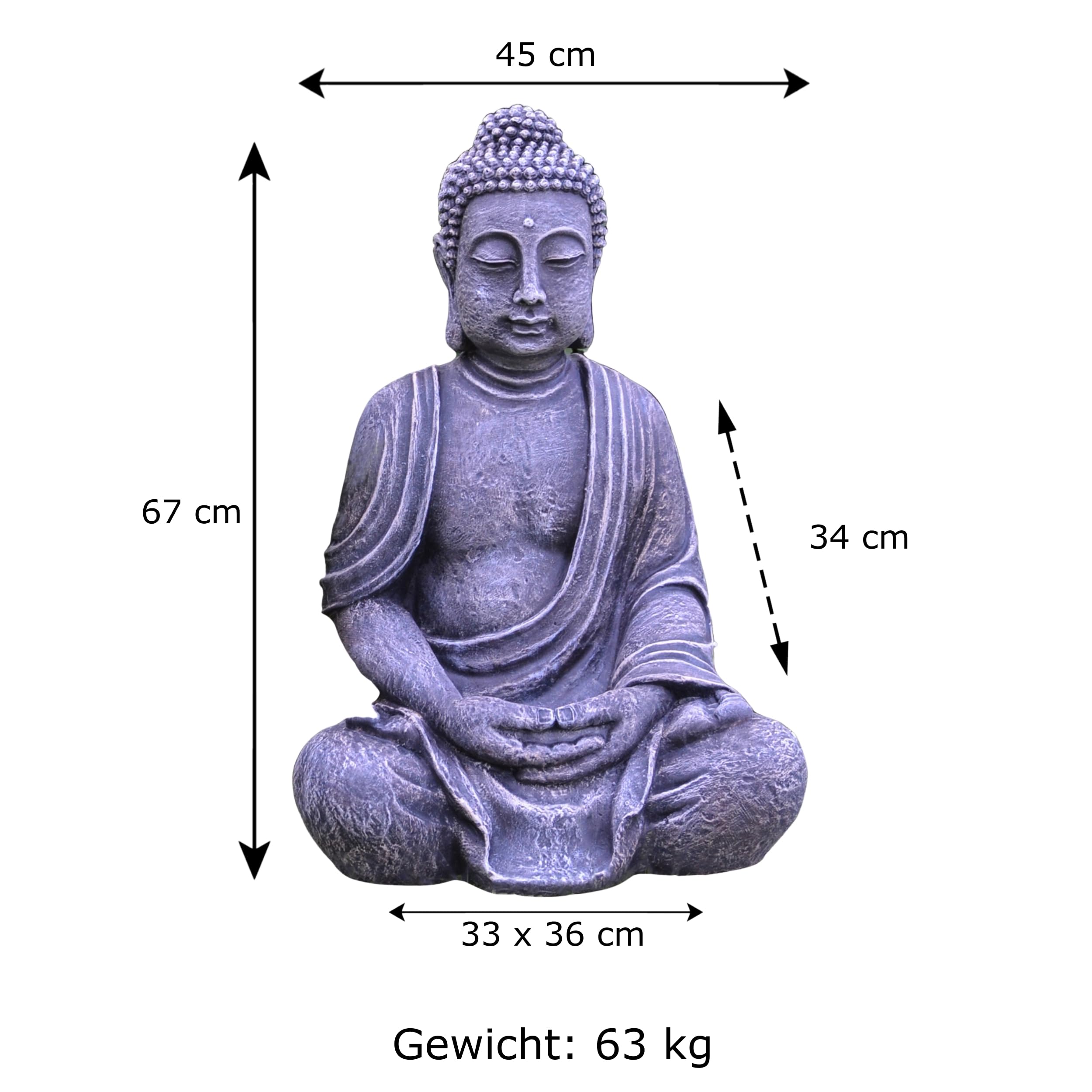 gartendekoparadies.de Statue de Bouddha géante en Pierre reconstituée, résistant au Gel (Multicolore)
