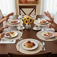 Vista 7 de SHACOS Juego de 6 manteles individuales redondos trenzados de 15 pulgadas antideslizantes resistentes al calor de algodón y poliéster, alfombrillas