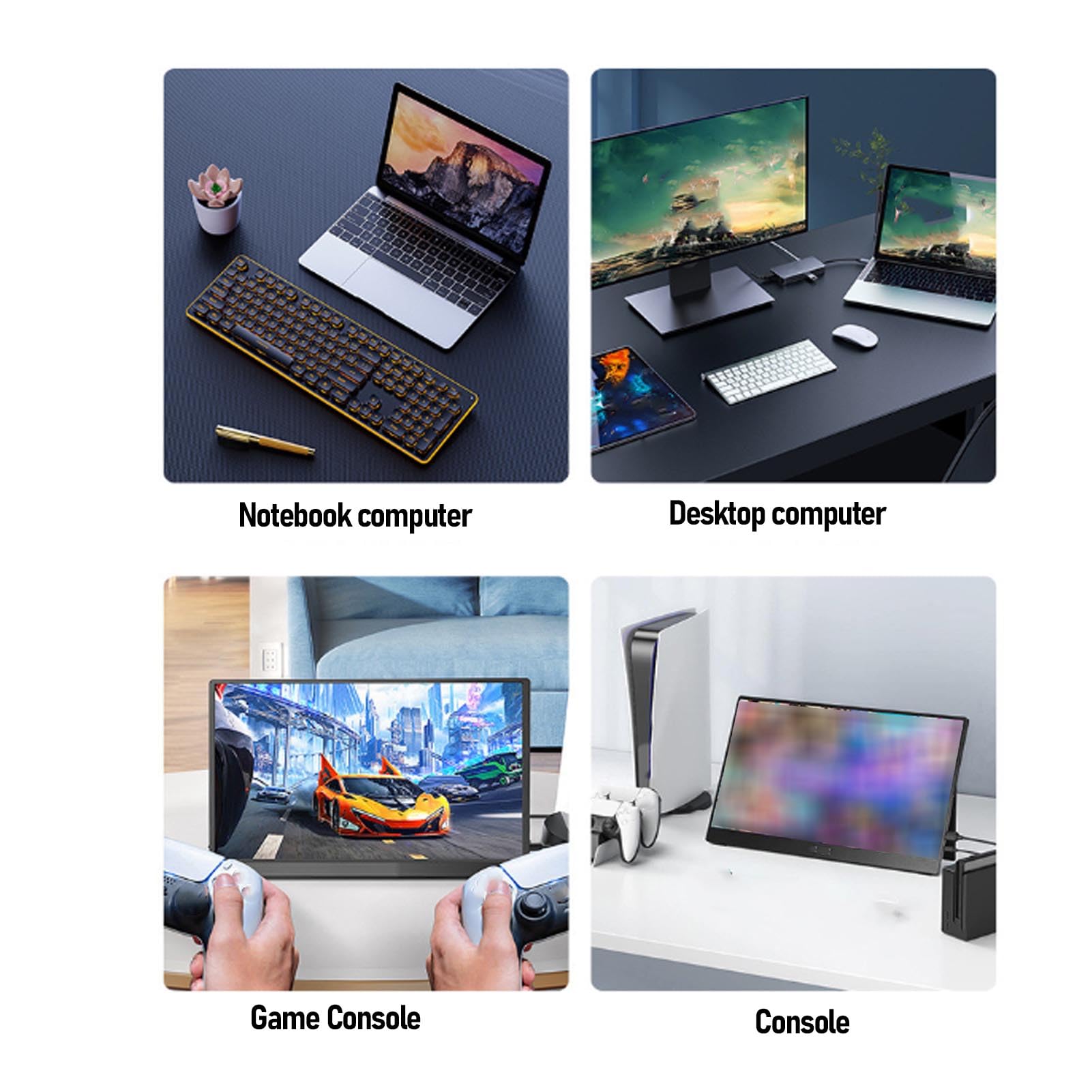 VBESTLIFE 16 -calowy Wyświetlacz Komputerowy, Przenośny Monitor 4K Ultra HD 120 Hz Szybkość Odświeżania, Wbudowana w 2 Głośniki Typu C Mini HDMI, do Gier Telefonicznych na Laptopie na PC