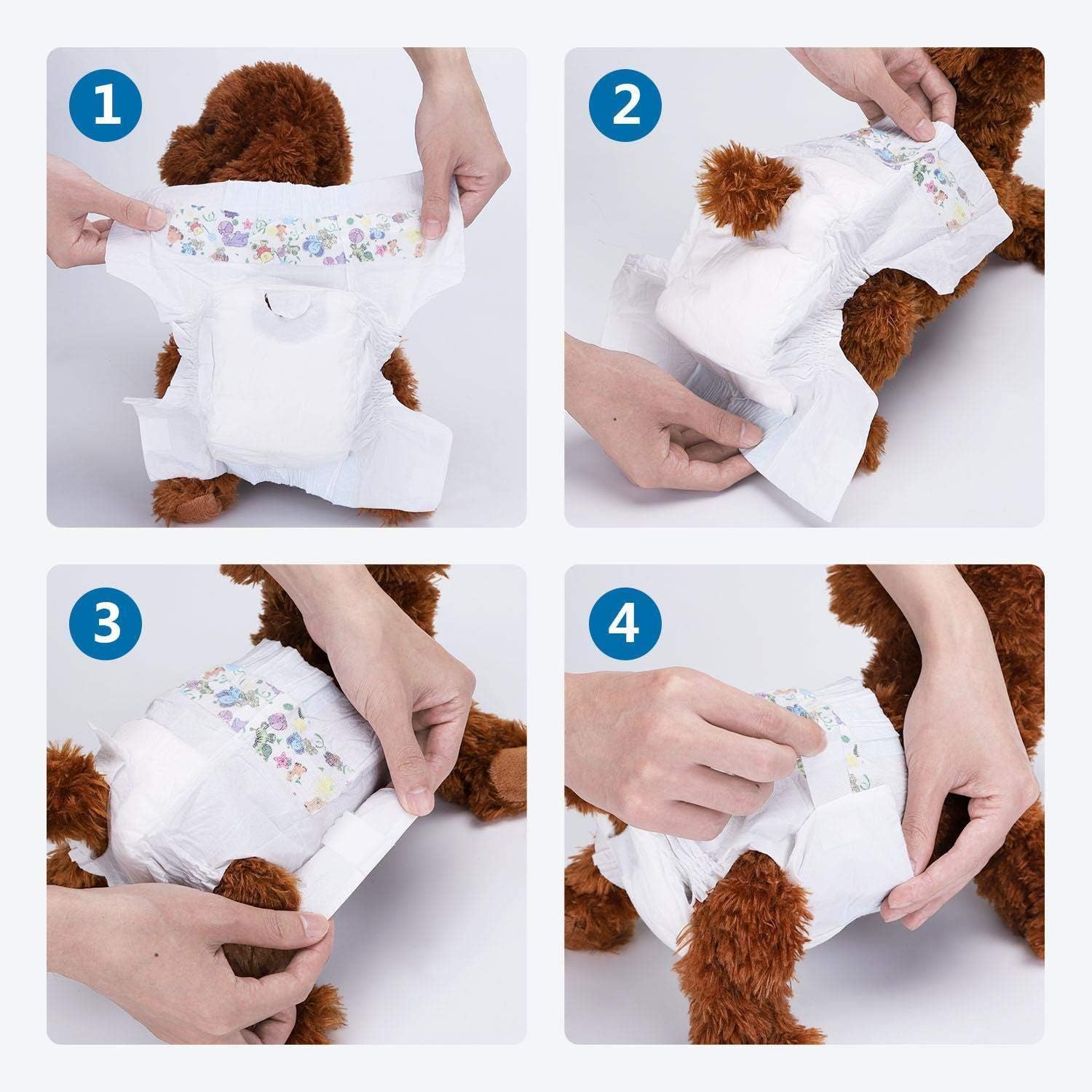 Nobleza, Disposable Female Dog Nappies Large, Dogs Training Diapers Super Absorbent, Leak Proof, Pack of 12, Waist 13-21 Inch - Image 5