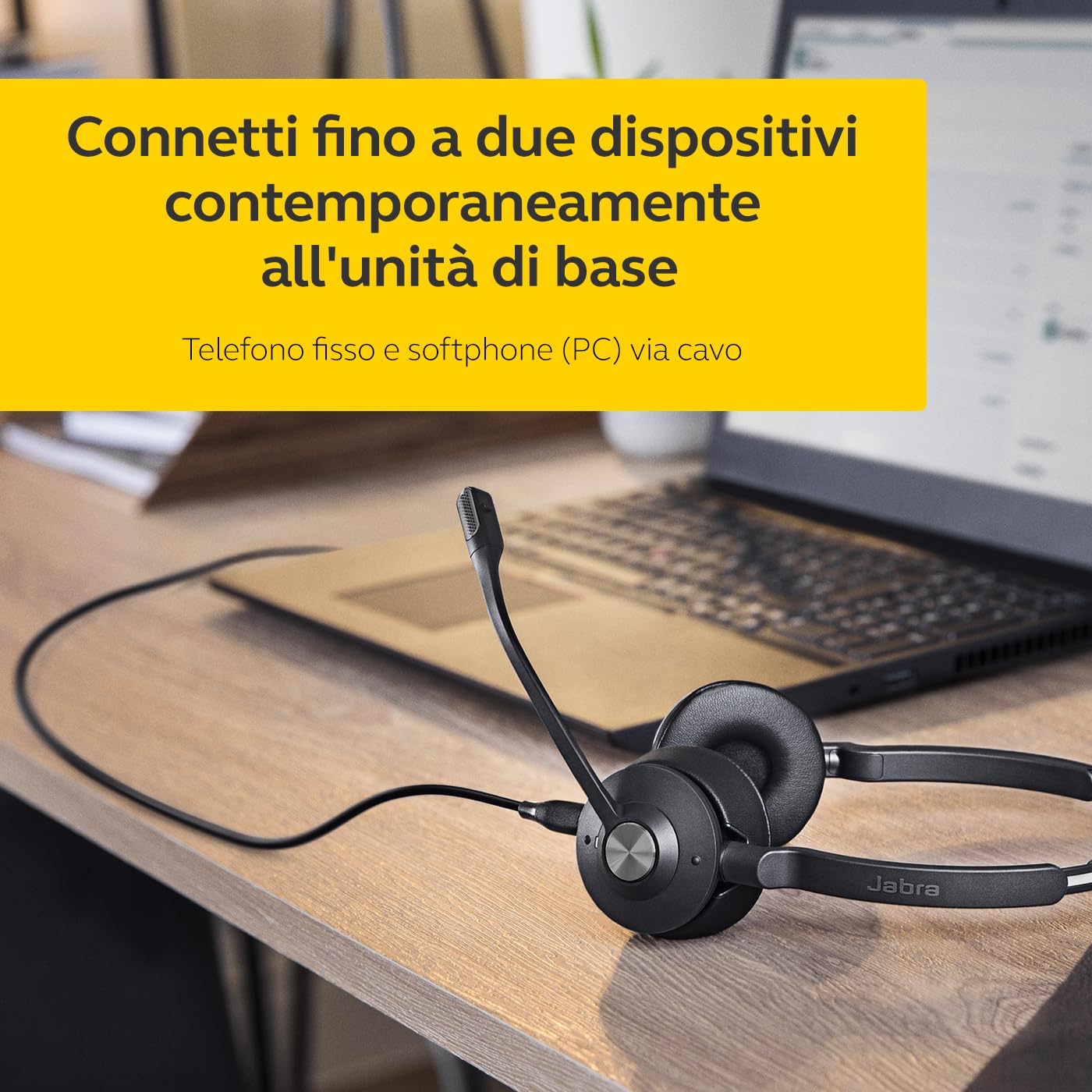 Jabra Engage 65 SE Stereo Wireless Headset Chiamate professionali, DECT Security, batteria da 13 ore, comfort per tutto il giorno con base, alimentatore, cavo USB-C, certificato Microsoft