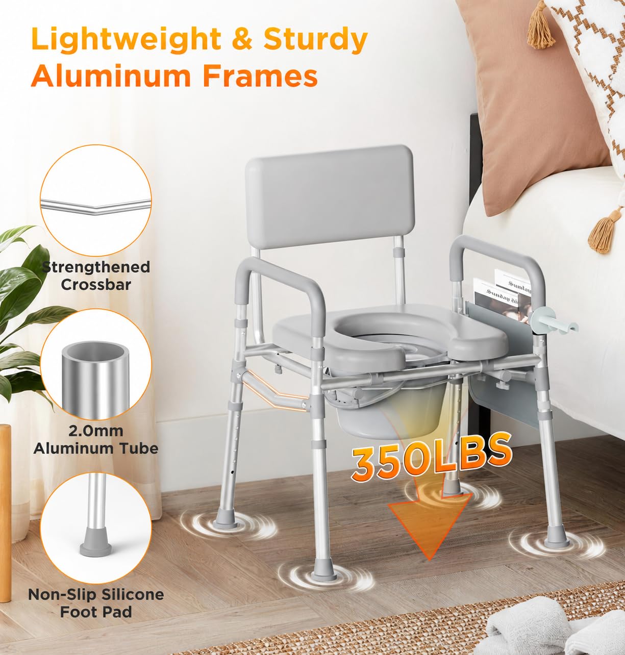 Bedside Commode - Portable Toilet for Seniors & Adults -6
