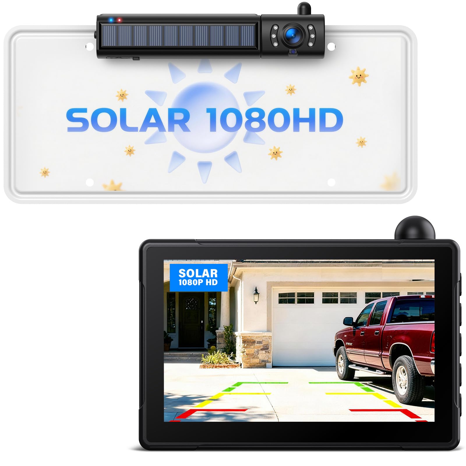 eRapta Solar Rückfahrkamera Kabellos mit 5" 1080P Monitor