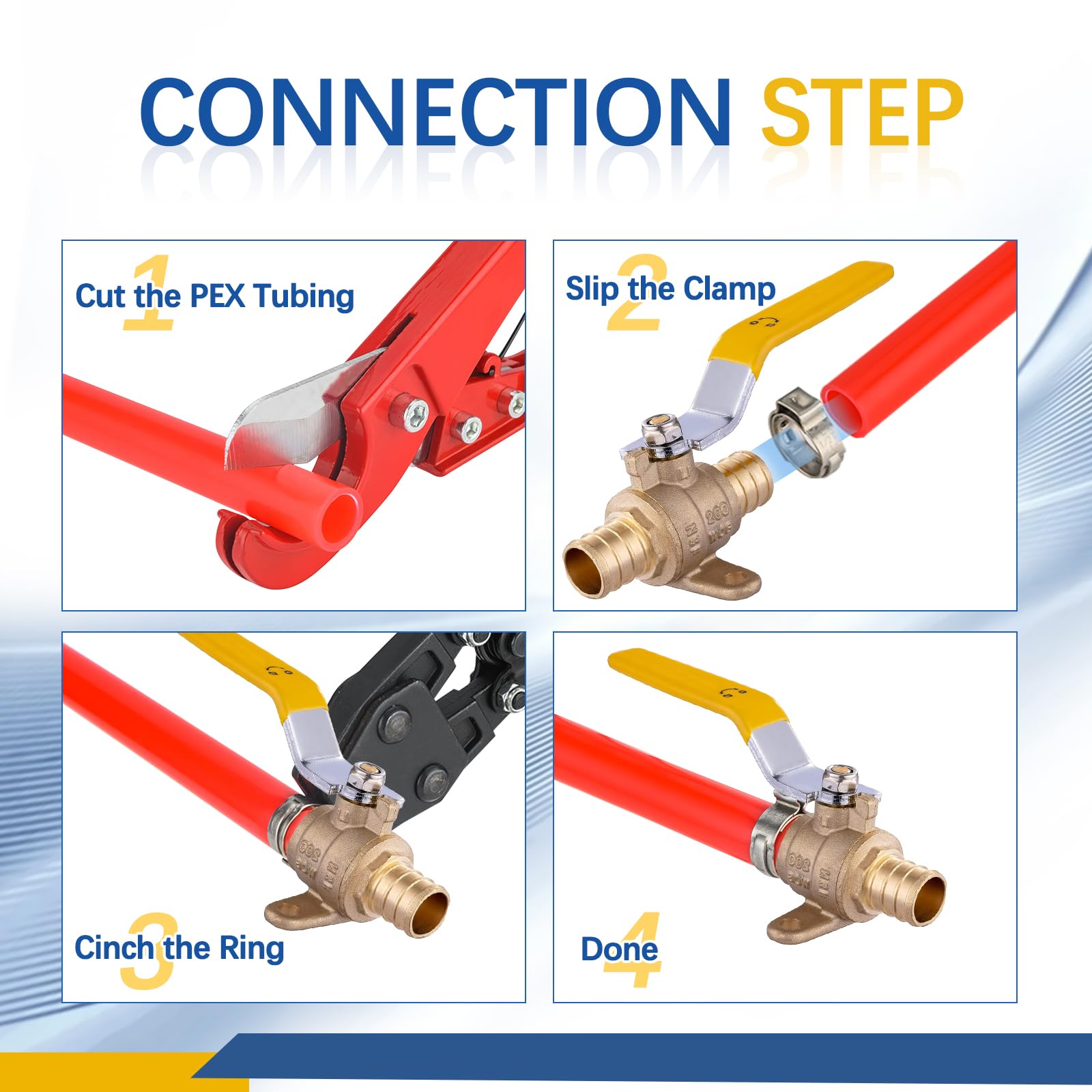 10-Pack XFITTING 3/4 Inch PEX Shut Off Ball Valves With Drop Ear - Full Port Brass Plumbing Valves