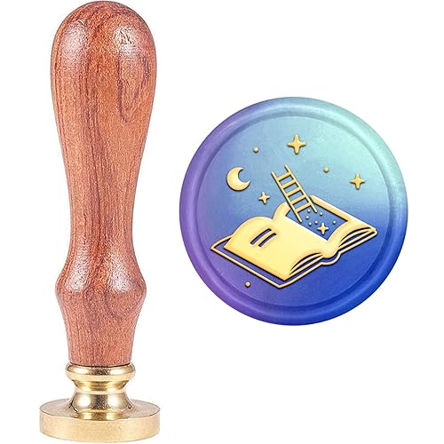 Miniatura 13 de MAYJOYDIY Sello de cera de café para libros de 1.181 in, sello vintage apilado para libros, diseño de libro de café caliente, cabeza de sello