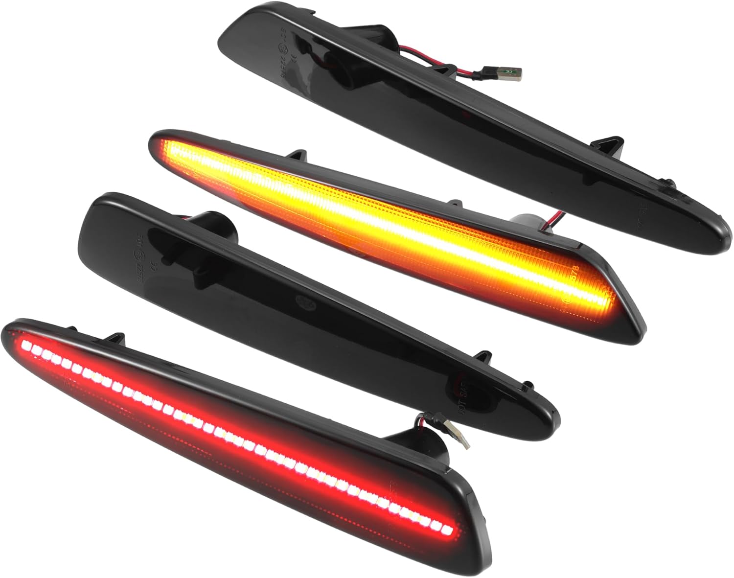 LED Side Marker Light 10440721 Front Rear Turn Signal Lights Fender Sidemarker Lamps for Chevy Corvette C6 Black Lens Amber Red LED Light 2 Pair