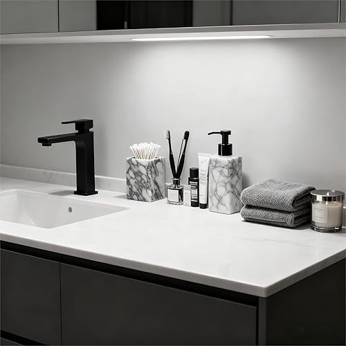 Miniatura 7 de Soporte para bolígrafo de mármol, organizador de escritorio rectangular de piedra blanca, almacenamiento de brochas de maquillaje para estudio de