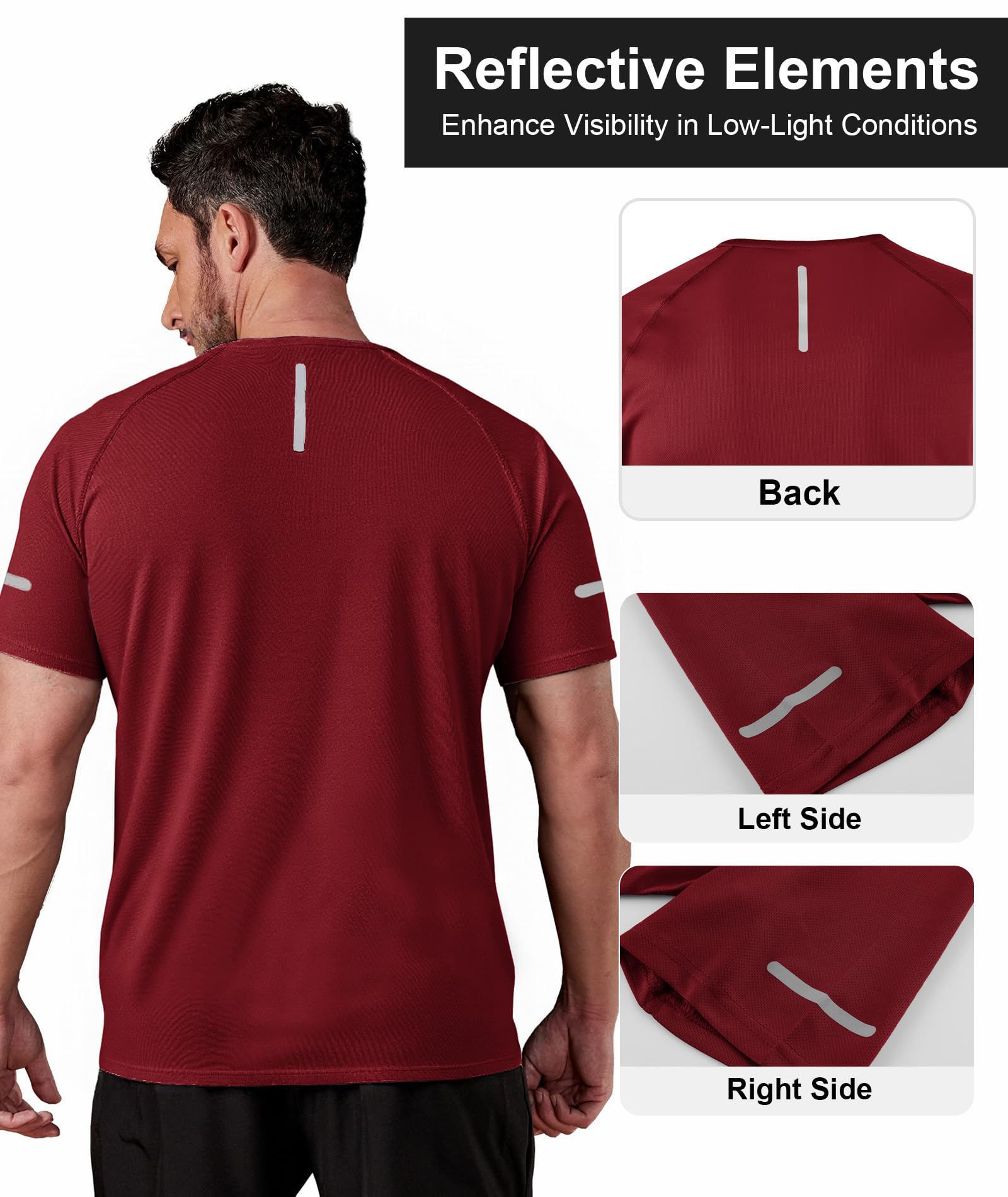 ZITY 3 Pezzi T-Shirt Uomo Sportive Magliette Manica Corta Traspirante Estate T Shirt Asciugatura Rapida Tshirt Funzionale Trekking Fitness Maglietta