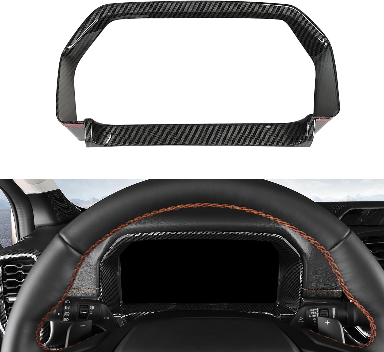 Dashboard Trim Frame Dial Dashboard Moulding Stickers Protective Cover Car Accessories Compatible with Ford Ranger 2023 2024 2025 Carbon Fiber Interior Trim Cover ABS