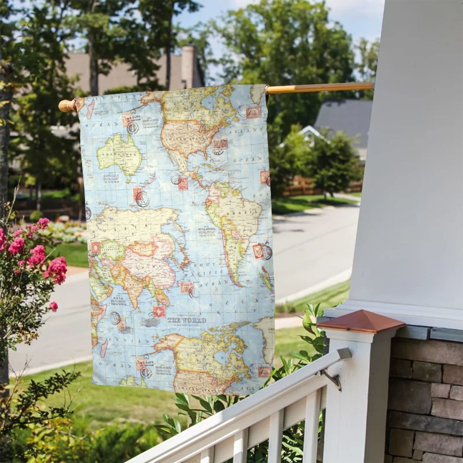 Amazon.co.jp: 世界地図 季節の庭の旗 小さな庭の旗 休日 屋外装飾