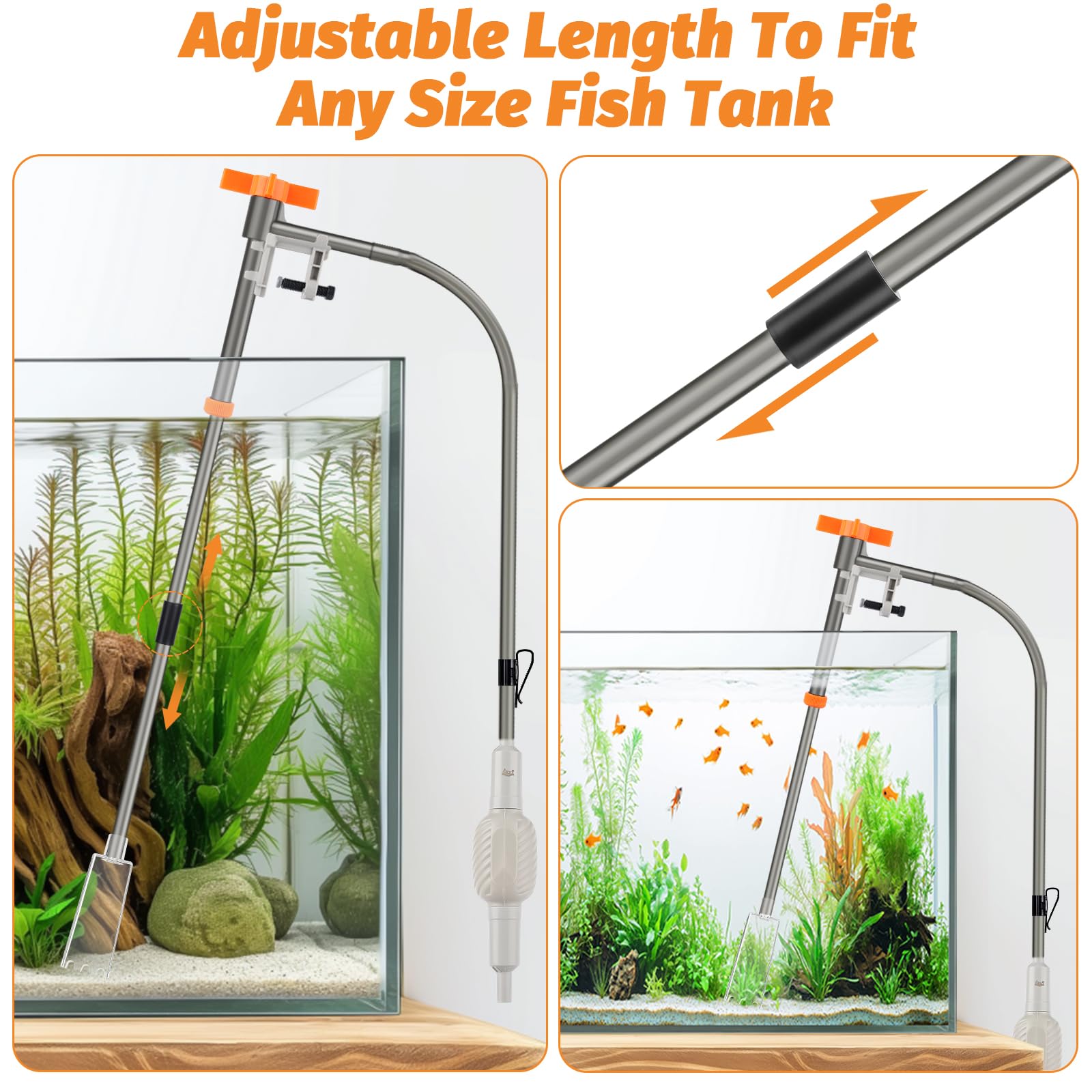 AQQA Siphon nettoyeur de gravier pour aquarium (S)