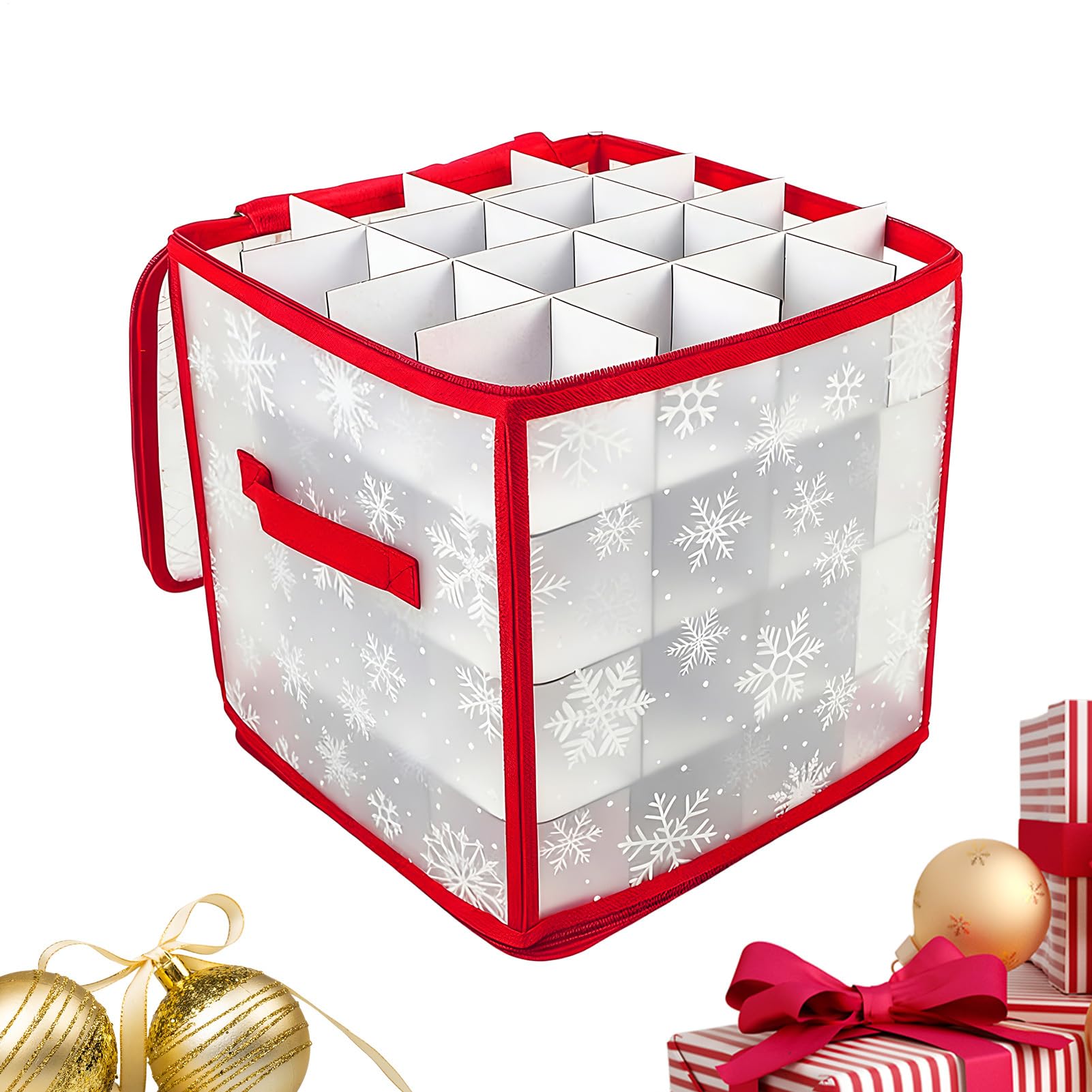 Boîte rangement décoration Noël grande capacité avec poignée pliable