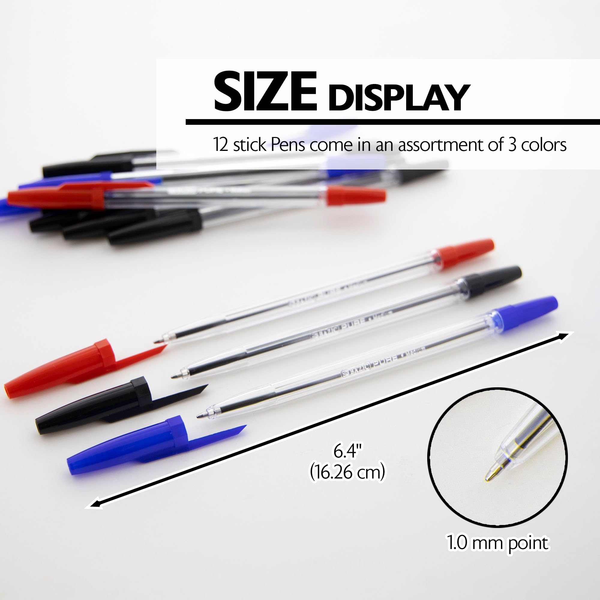 BAZIC Pure Assorted Color Stick Pen 12 Pack — view 2