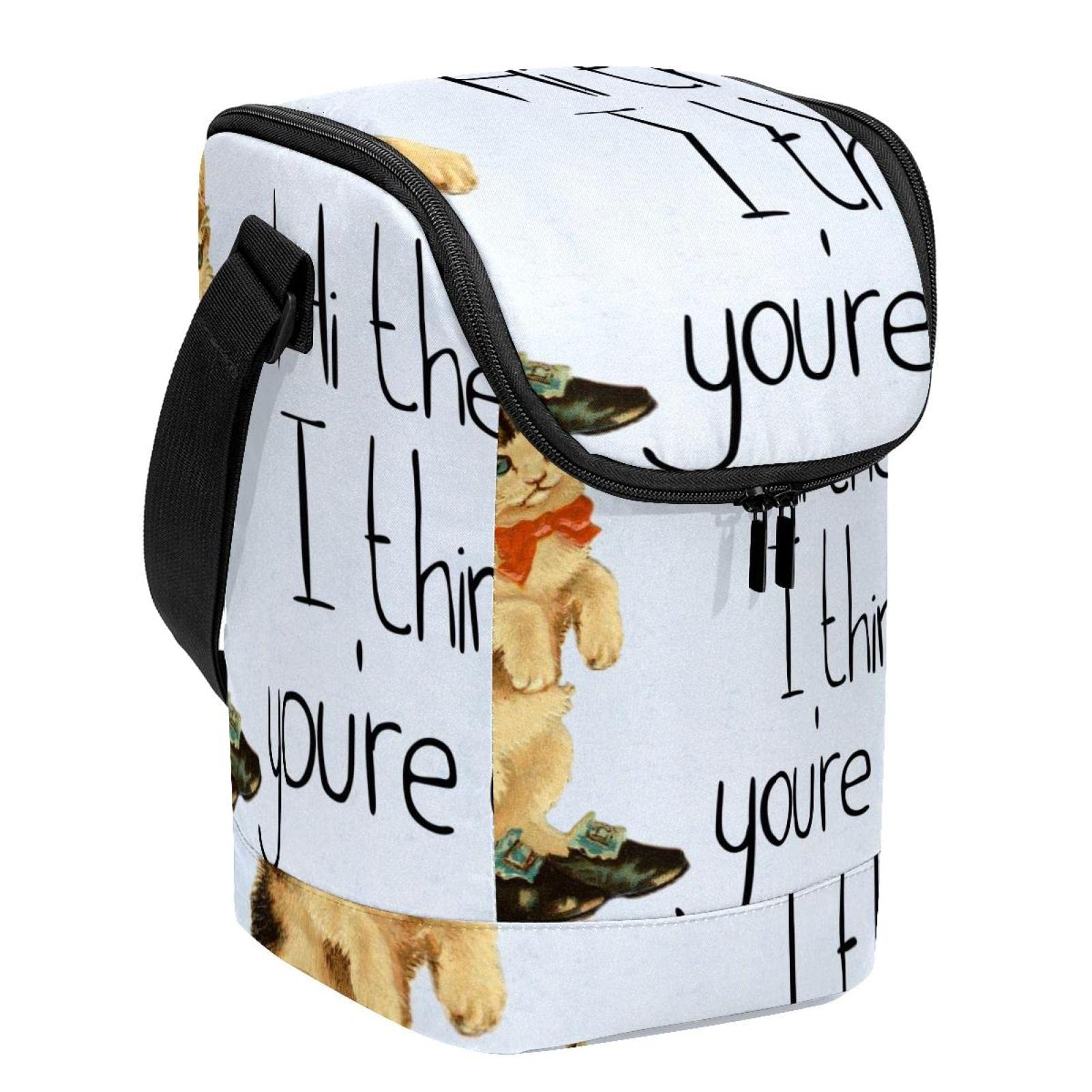 Bolsa térmica porta fiambreras con diseño artístico de gato y acabados de alta densidad