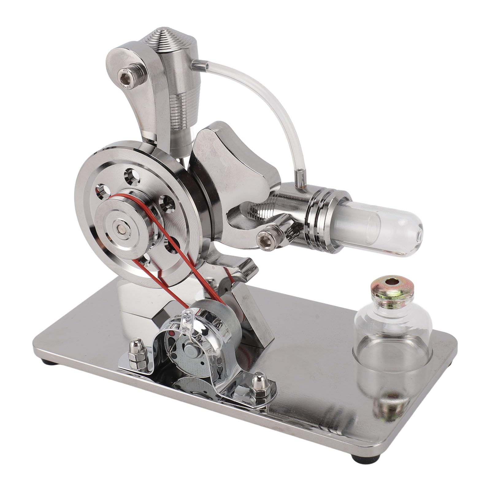 CHICIRIS Stirlingmotor-Motormodell, Buntes LED-Lernspielzeug für und Erwachsene, Aluminiumlegierung, 1 Einheit (Silver)