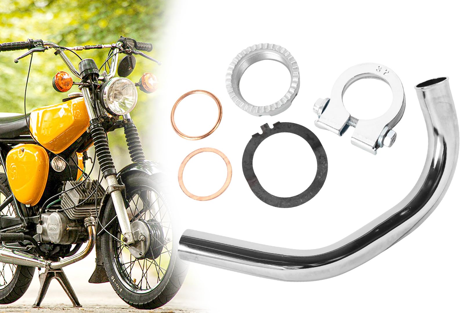 Auspuff Krümmer Tuning Ø 32mm verchromt für Simson S50 S51 S70 KR51/2