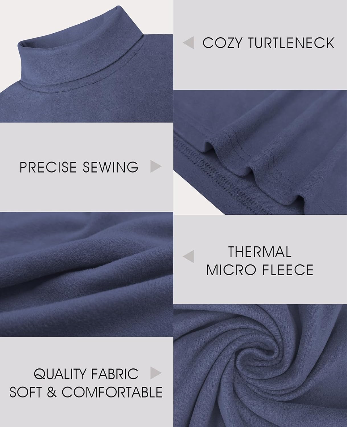Askdeer Men's Turtleneck Long Sleeve Shirts Thermal Underwear Tops Basic Pullover Sweater Tees Navy Blue - Image 3