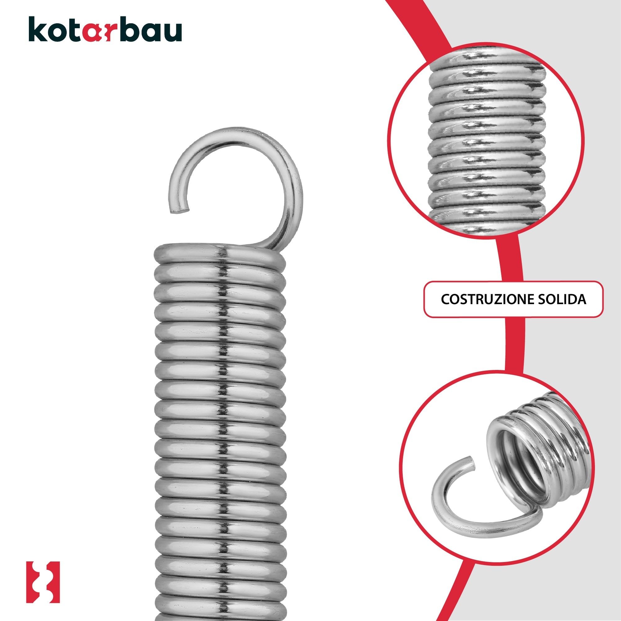 KOTARBAU® Porta del garage a molla, filo di torsione, molla, porta del garage, argento, 570 mm, Set da 2 pezzi