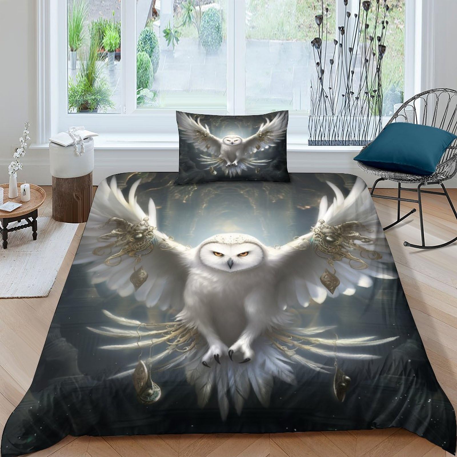 La Chouette Ensemble De Literie anti-plis en microfibre douce pour lit simple