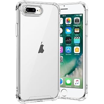 gueche Case for iPhone 7 Plus and iPhone 8 Plus Transparent Protective Case with Soft Silicone Mobile Phone Case Transparent Bumper Case Cover Compatible with Mobile Phone Holder Car