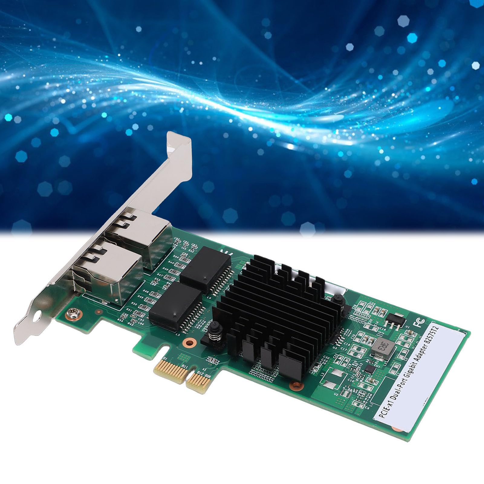 Bewinner Tarjeta de Red PCI Express, Controlador 82575 Adaptador Gigabit Ethernet de 1 GB con 2 Puertos RJ45 10 100 1000 Mbps, Compatible con Servidor Soporte de Perfil Bajo