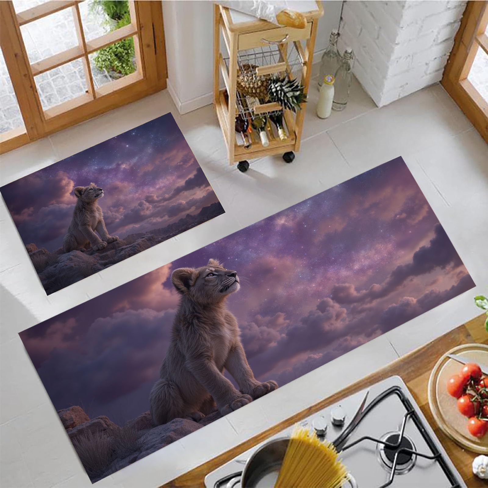Tapis de cuisine antidérapant lavable lot de 2 tapis de cuisine ciel étoilé 40x60 40x120cm