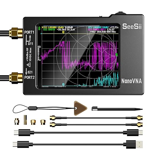 SEESII Nanovna-H Vector Network Analyzer,Upgraded HW3.6 10KHz-1.5GHz MF HF VHF UHF Antenna Analyzer, Measuring S Parameters, Voltage Standing Wave Ratio,Phase,Delay,Smith Chart,Support Data Storage