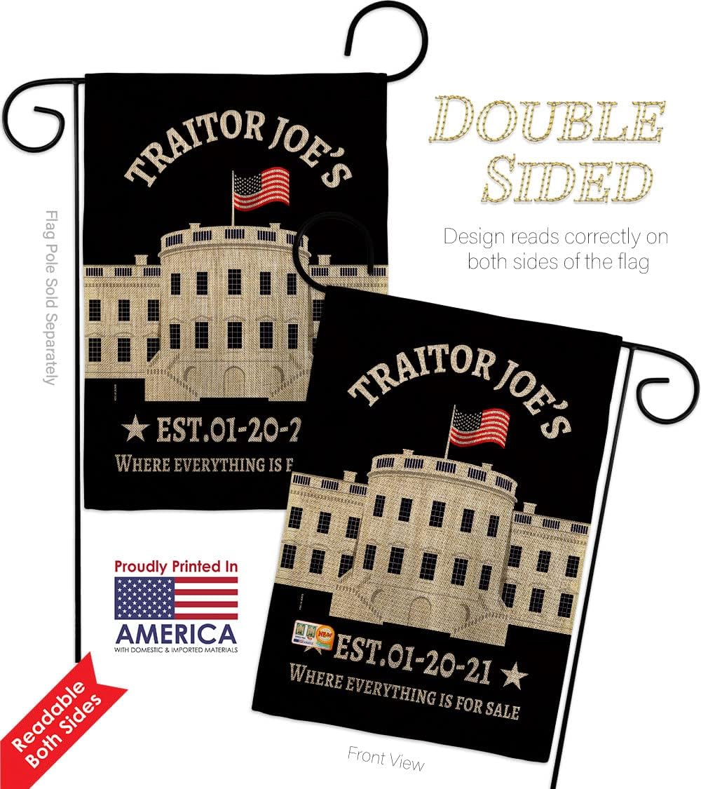 Traitor Joe's Sales Burlap Garden Flag 2pcs Pack Americana Political President Democrat Republican Tea Party United State American Election House Yard Gift Double-Sided, Made in USA