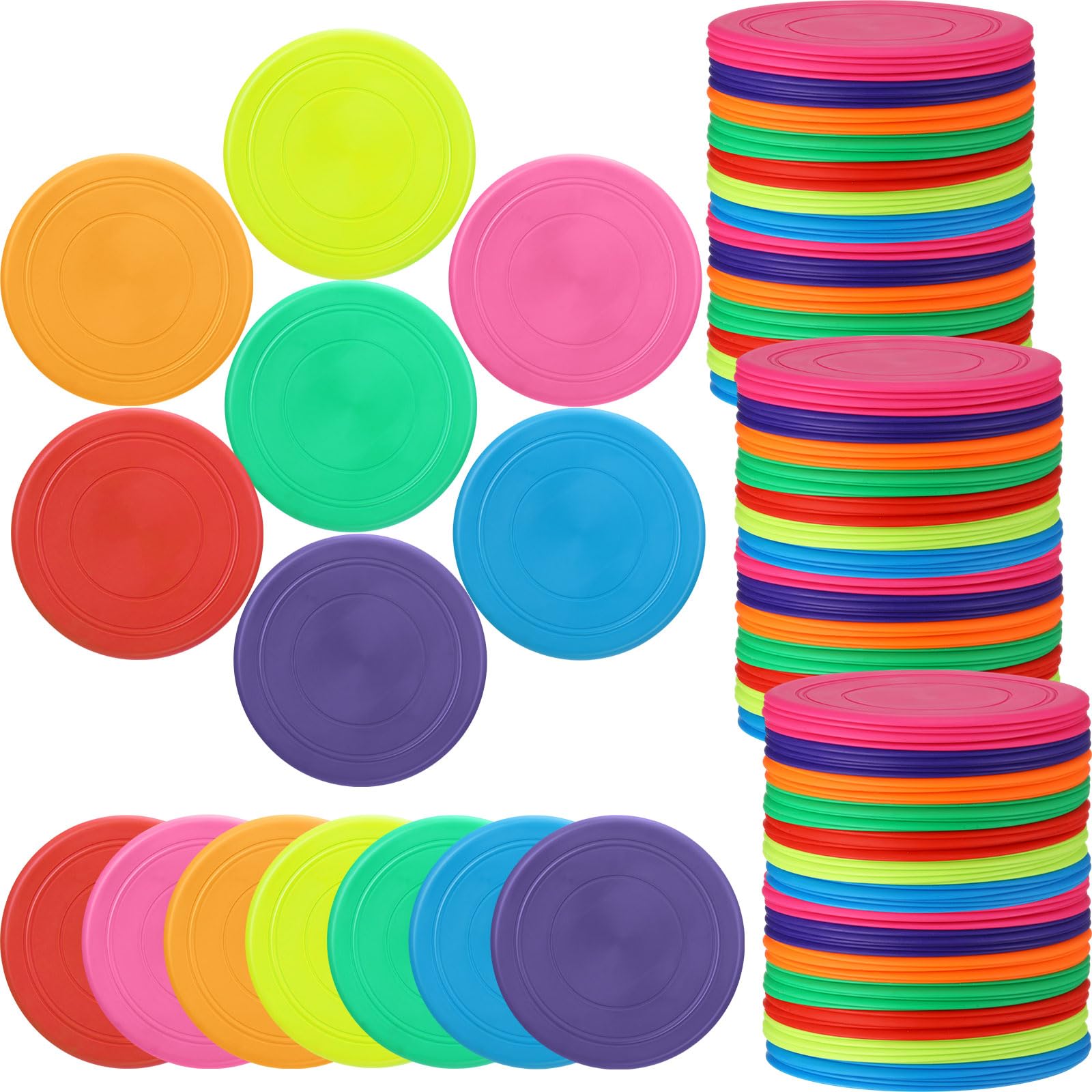 Vinsot Flying Discs Bulk Flying Discs for Kids Soft Rubber Flyer Disk Outdoor for Children Adults Dogs Sports Party Favors, 7 Colors(28 Pcs)