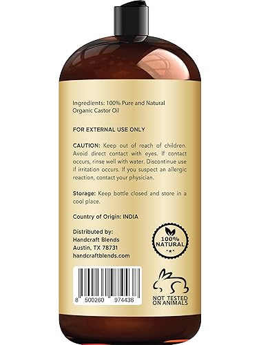 Miniatura 3 de Handcraft - Aceite de ricino orgánico para el crecimiento del cabello pestañas y cejas aceite portador 100 puro y natural aceite para el cabello y