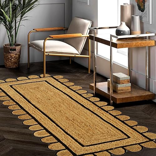 Miniatura 5 de GRUHUM Alfombra rectangular de yute de 2 pies 6 pulgadas x 8 pies, de fibra natural, rectangular, tejida a mano, estilo bohemio, rústico, vintage,