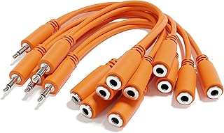 ExcelValley - 5-Pack - Mono Splitter Y Patch Cables - TS 3.5mm 1/8" Eurorack Synth Synthesizer [Orange]