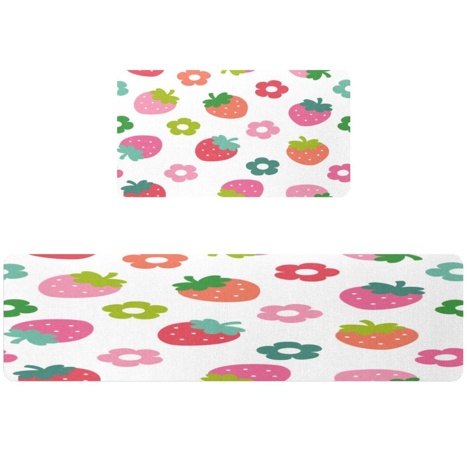 Tapis de cuisine fraises et fleurs pour une maison chaleureuse