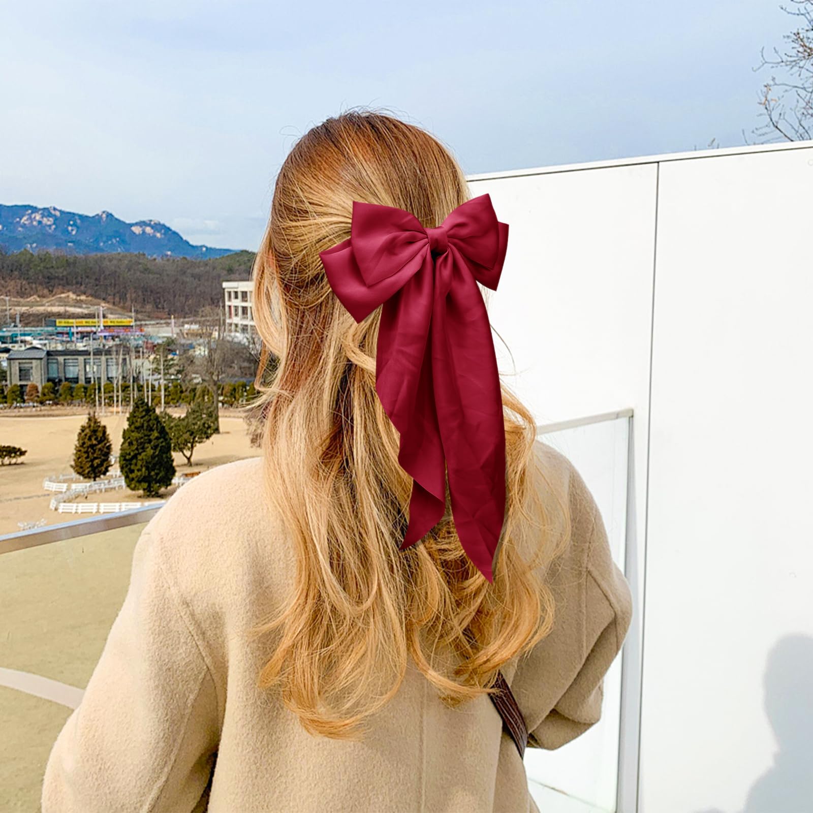 Amazon.com : Hair Bows for Women 8PCS Soft Satin Hair Bow 15  display picture 2