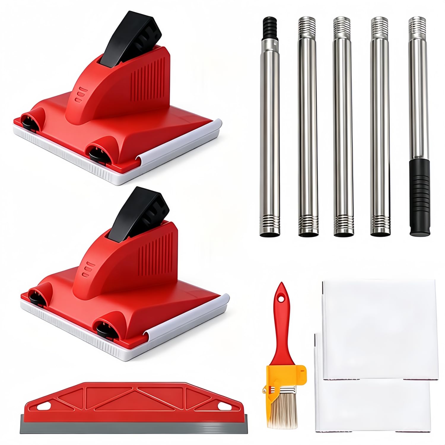 Paint Edger Tool Kit，11 PCS Paint Edger Set with 5-Section Extension Pole,for Painting Ceilings Windows Corners Skirting Home Room Paint Brush.