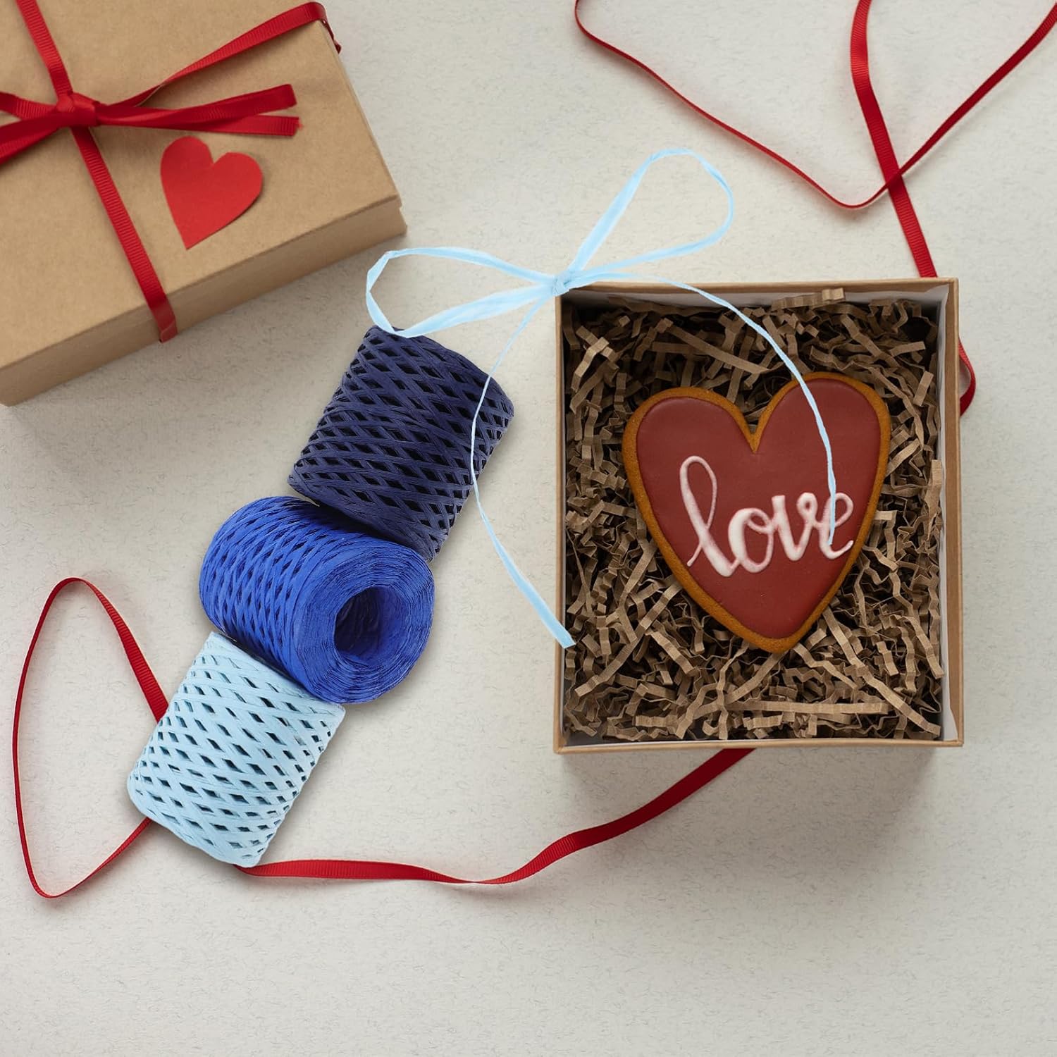 Uonlytech 3rolls Paper Raffia String Decorative Raffia Ribbon for Wrapping Craft Twine Rope for DIY and Christmas Decorations