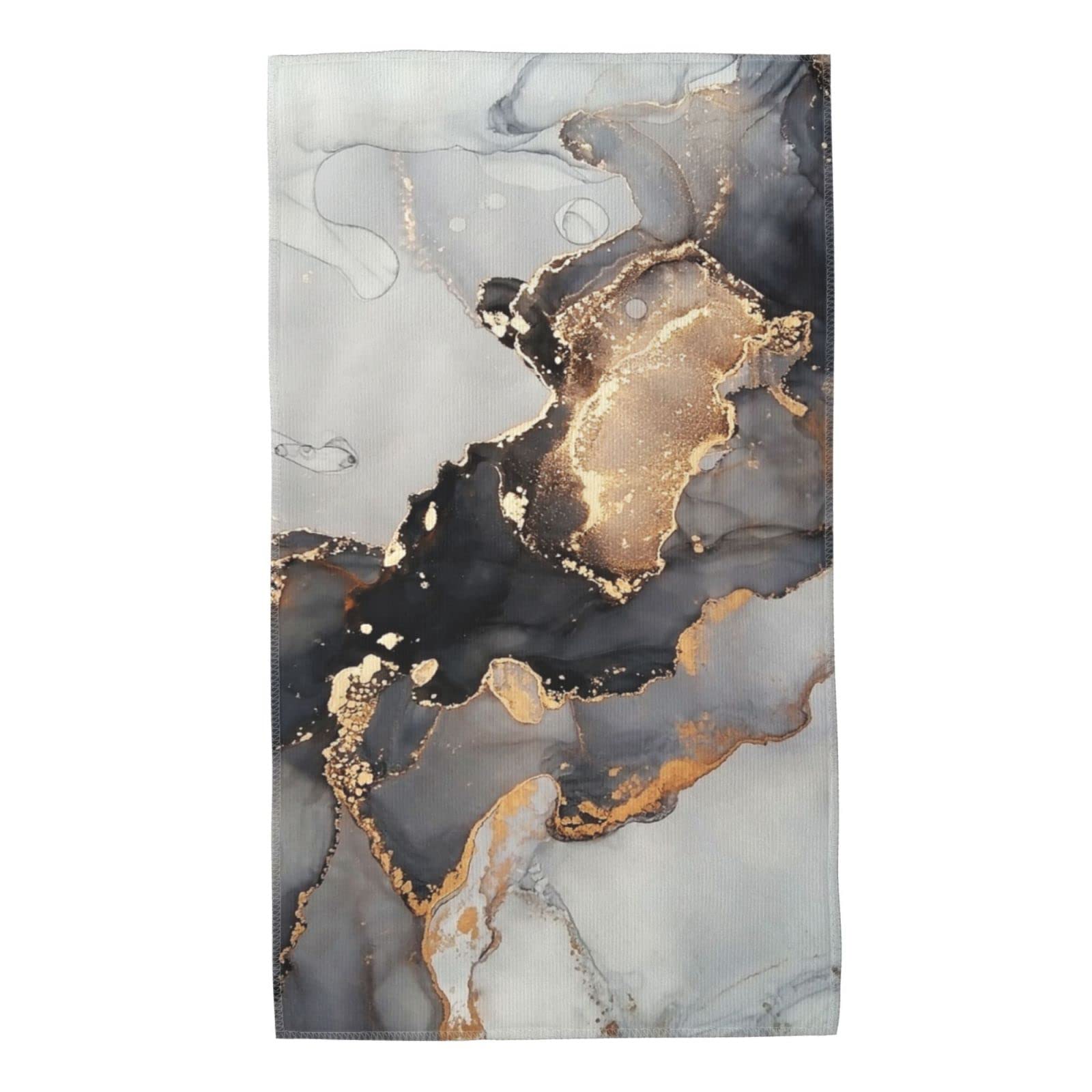 Oudrspo White Black And Gold Marble Hand Towels Ultra Soft Face Towel Microfiber Highly Absorbent Towel Washcloths For Bathroom Kitchen Gym And Spa 16 X 27.5 Inch