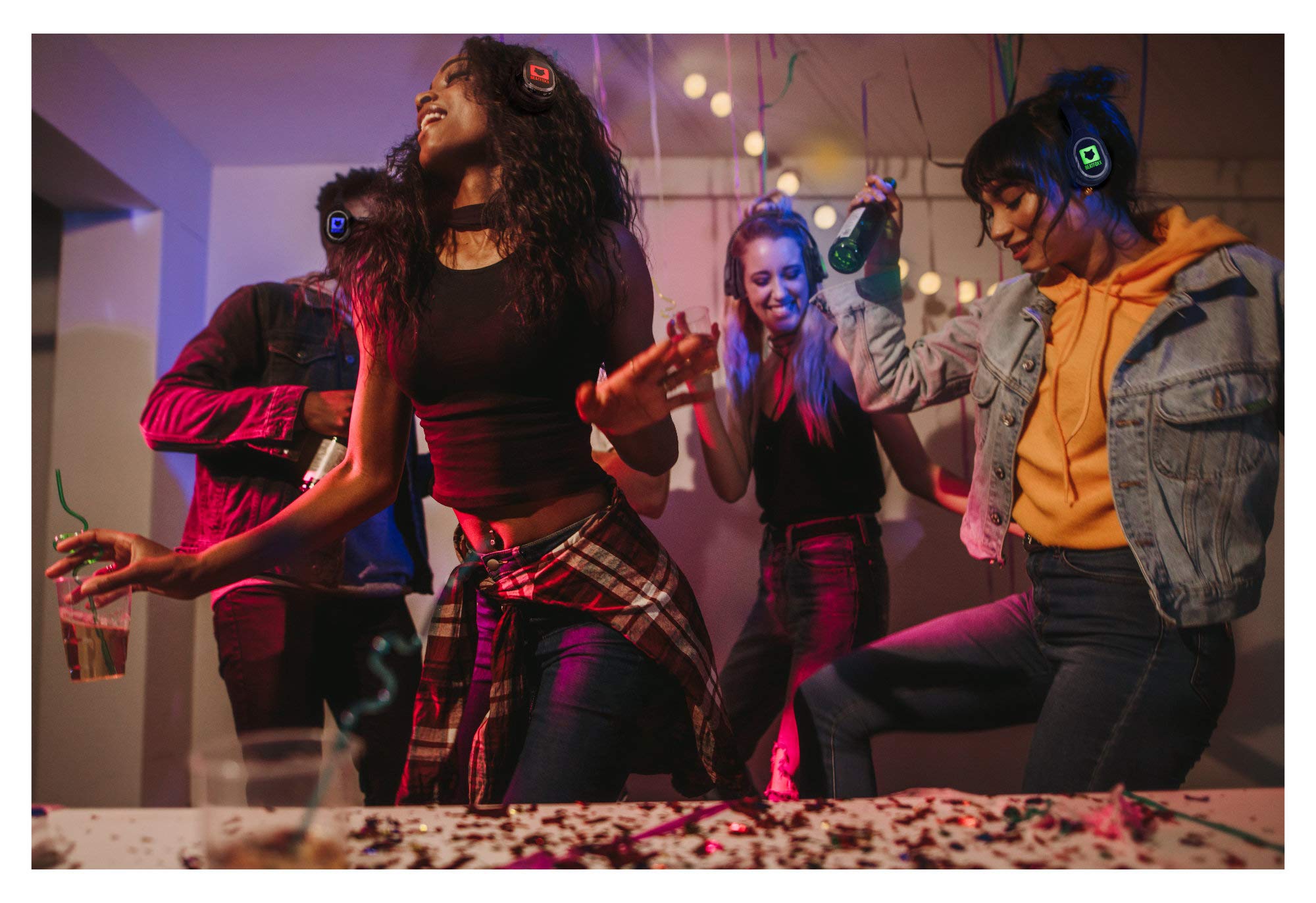 SDH-340 Silent Disco V2 Kopfhörer - Stereo Funk-Kopfhörer - Erweiterung von Silent Disco V2-Sets - Kanal LED-Beleuchtung - sehr hoher 10 Stunden Akkulaufzeit