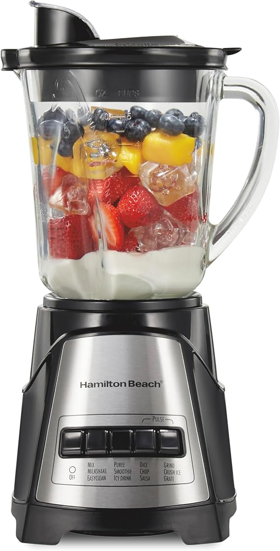 Hamilton Beach Power Elite Wave Action Blender with 12 Functions for Shakes and Smoothies, 40oz Glass Jar, Black