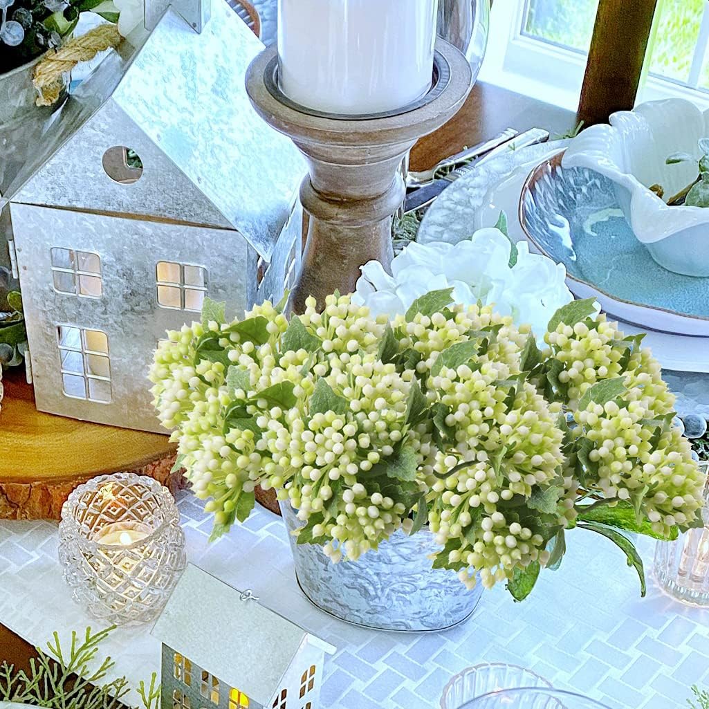 5pcs 12" Fake Berry Picks Autumn Flower Arrangements Artificial Flower Stems for Flower Arrangements Faux Stems with Leaves Bud Stems Floral Picks Artificial Berry Stems for Wreaths and Table Settings : Home & Kitchen