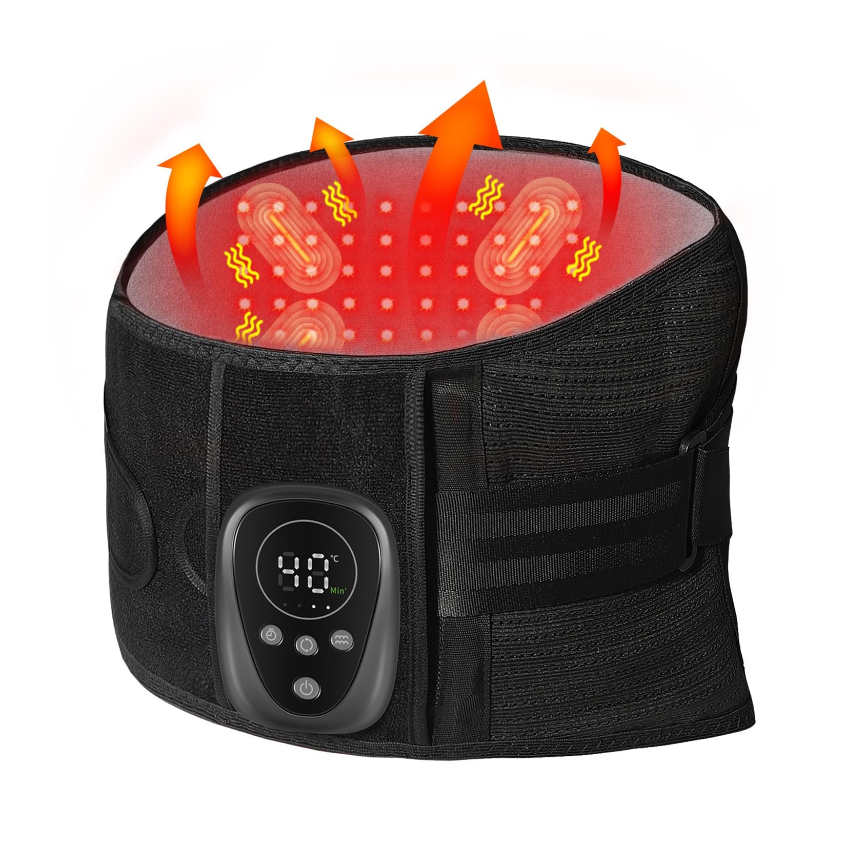 HONGJING Ceinture de Massage à Lumière Rouge pour Soulager les Douleurs Lombaires, Ceinture Lombaire Chauffante Rechargeable pour Hernie Discale, Sciatique, Scoliose (XL)