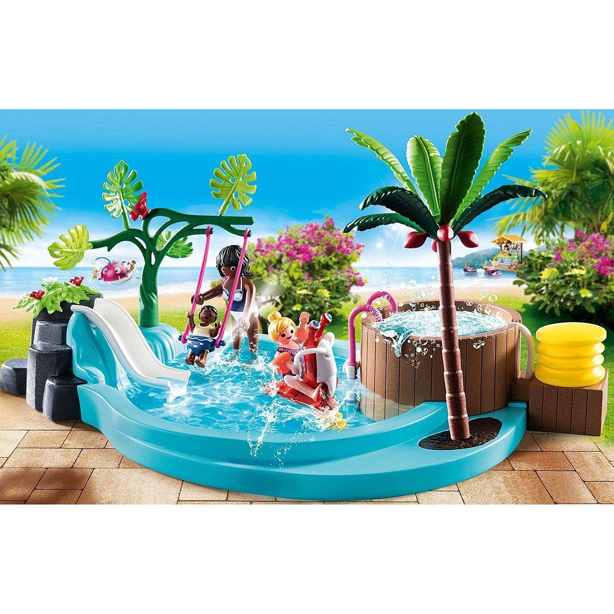 PLAYMOBIL Family Fun 70611 Piscina Infantil con bañera hidromasaje, para Jugar con Agua, Juguetes para niños a Partir de 4 años