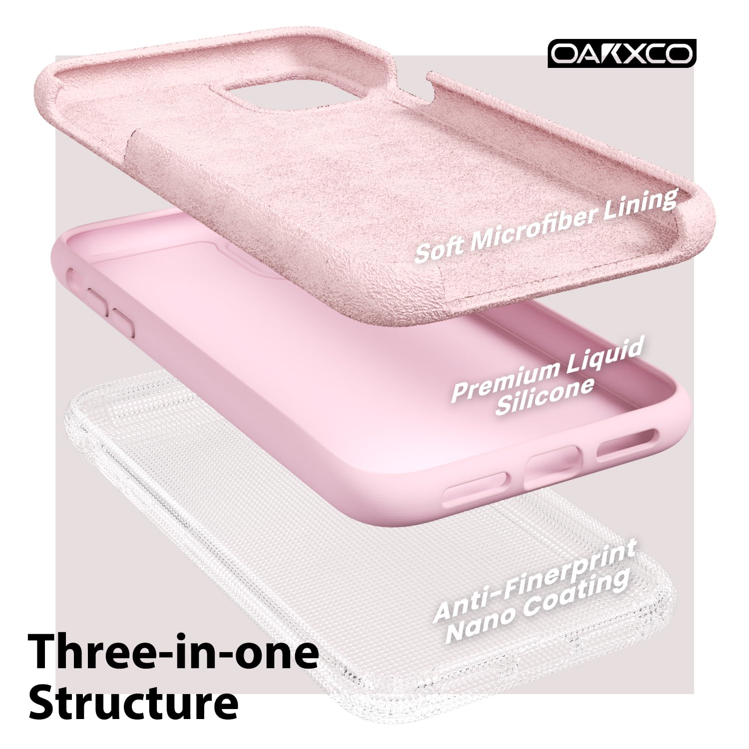oakxco for iPhone 16 Pro Max Case Liquid Silicone, Soft Rubber Gel Elegant Aesthetic Basic Simple Cover, Cute Thin Slim TPU Matte Solid Color Plain Smooth Case for Women Girl, Light Pink — view 1302