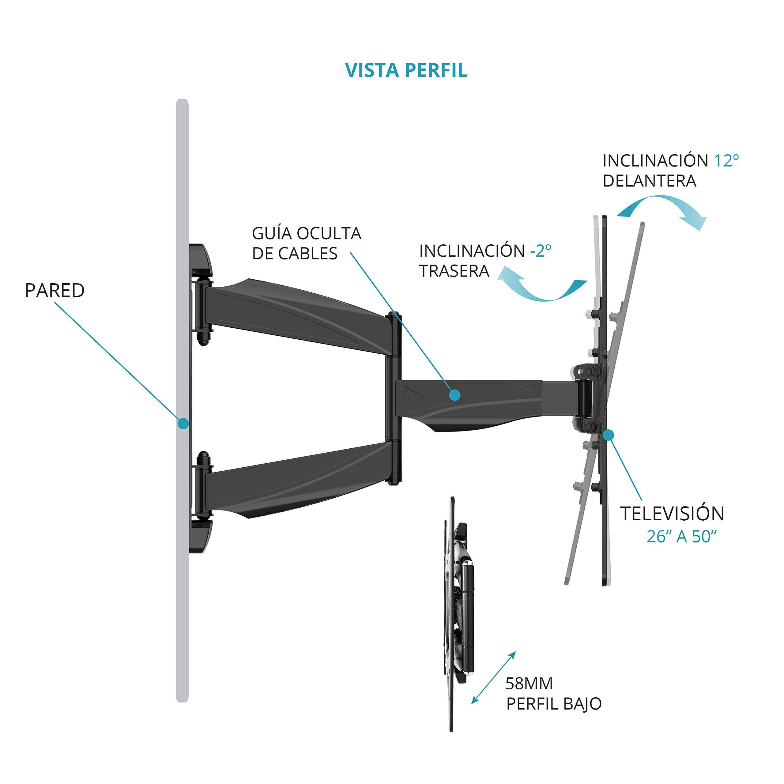 Tm Electron Tmslc141 Wall Tv Bracket 26´´ - 50´´ One Size