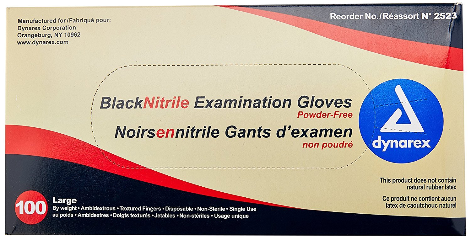 Safe-Touch Black Disposable Nitrile Exam Gloves, Powder-Free, Used in Healthcare and Professional Settings, Law Enforcement, Tattoo, Salon or Spa, Large, 1 Box of 100 Gloves