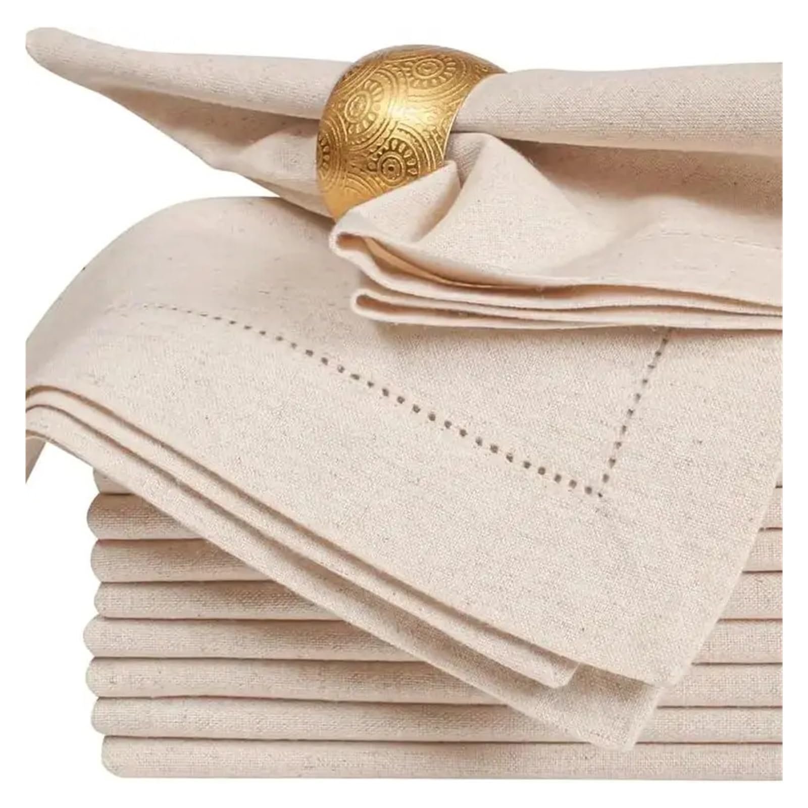 Weqyfdc Natural 45X45cm Linen Napkins 12 Pieces Flax Linen Napkins Hemstitched Napkins Dinner Washable(Natural 45X45cm)