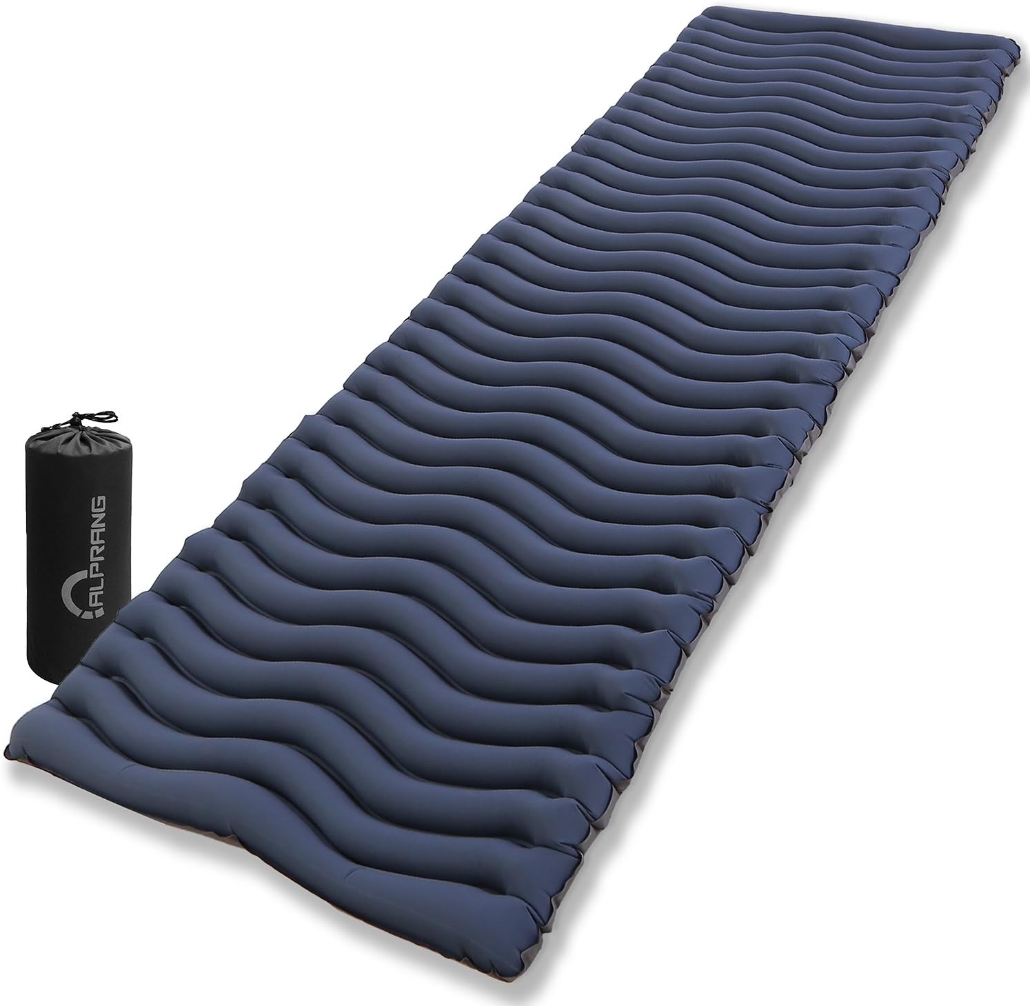 Ultralight Sleeping Pad - Inflatable Camping Mat for Backpacking, Traveling and Hiking, Air-Support Wavy Design (Dark Blue 1)