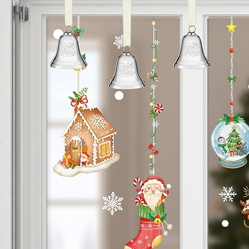 Miniatura 9 de Adornos de Navidad plateados 2023 con impresión de Feliz Navidad, adornos de Navidad personalizados con 3 cintas intercambiables, adorno colgante de